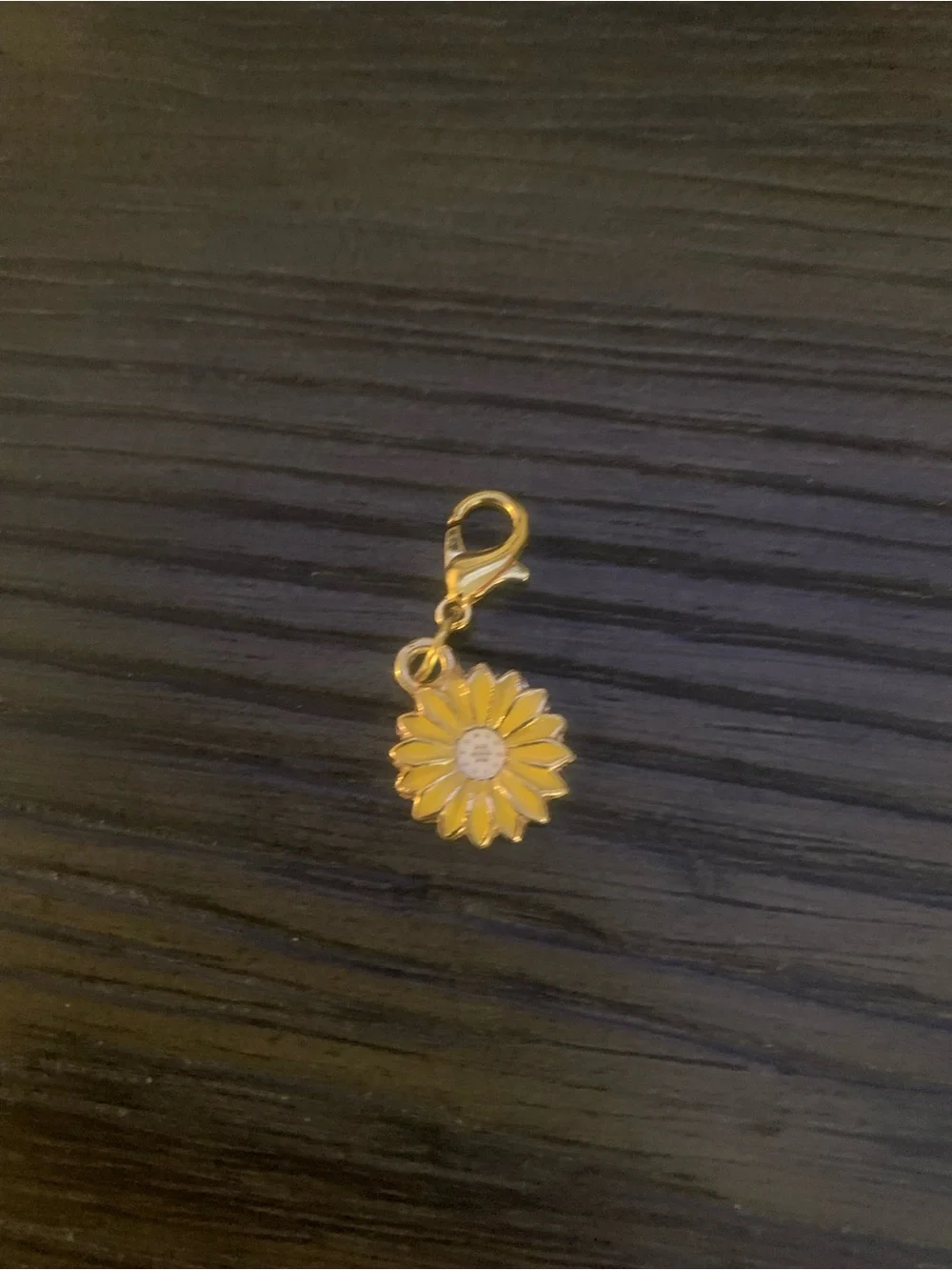 Gold Daisy Charm with Yellow Enamel